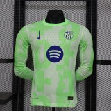 2025-26 Mens Barcelona green Long Sleeve Player version  soccer jersey