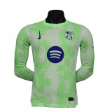 2025-26 Mens Barcelona green Long Sleeve Player version  soccer jersey
