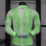 2025-26 Mens Barcelona green Long Sleeve Player version  soccer jersey