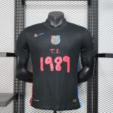 2025-26 Mens Barcelona away black advertisement Player version soccer Jersey