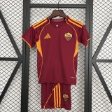 2025-26 Kids Roma home red soccer Jersey