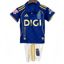 2025-26 Kids  Real Oviedo home blue Soccer Jersey