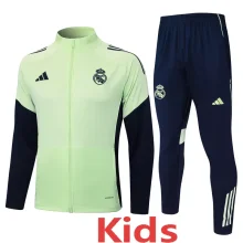 2025-26 Kids Real Madrid Light green  Jacket Tracksuit