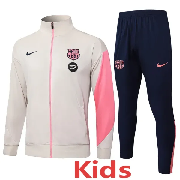 2025-26 Kids Barcelona Beige Jacket Tracksuit suit