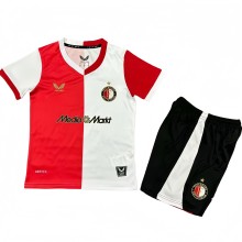 2025-26 Kids Feyenoord home Red and white soccer Jersey