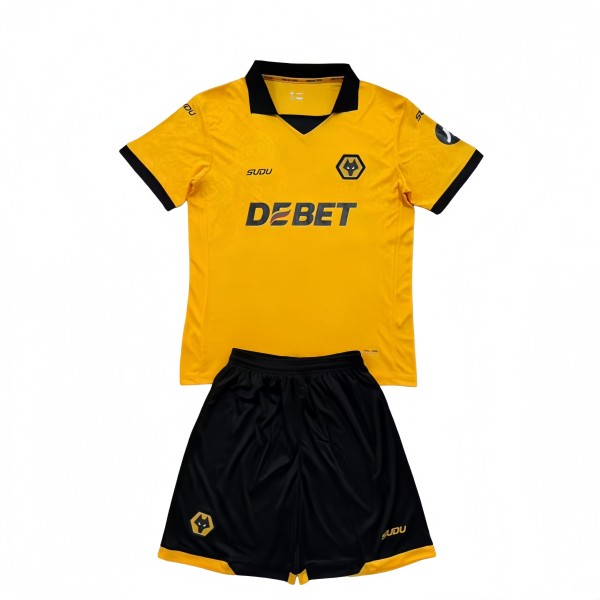 2025-26 Kids  Wolves home yellow  Fans Soccer Jersey