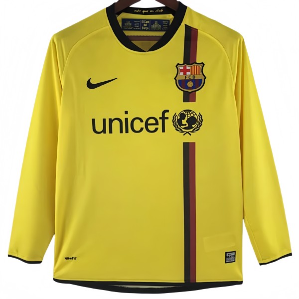 2008-2009 Mens Barcelona  Away Long Sleeve Retro Soccer Jersey