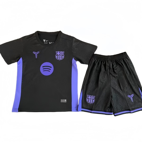 2025-26  Barcelona  Black Joint Edition Kids Soccer Jersey