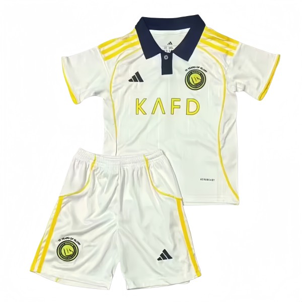 2025-26 Kids  Al-Nassr Third away white soccer jersey