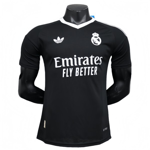 2025-26 Mens Real Madrid  Player goalkeeper black soccer jersey