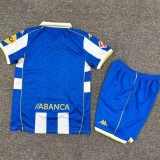 2025-26  KIDS  Deportivo La Coruna  Home white blue soccer Jersey