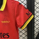 2025-26 Kids AC Milan Co-Branded Edition red soccer jersey