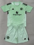 2025-26 KIDS  Manchester United  Light Green GoalKeeper Soccer Jersey