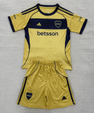 2025-26 Kids Boca Juniors away yellow soccer Jersey
