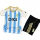 2025-26 Kids  Real Oviedo Third away blue wihte Soccer Jersey