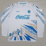 2025-26 Mens Napoli White Blue   Long Sleeve soccer jersey
