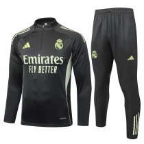 2025-26 Mens Real  Madrid grayish green  Half-pull Training Suit  B2582#