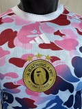 2025-26 Mens  Bathing APE Blue Pink Special Edition Player Version soccer jersey
