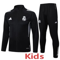 2025-26 Kids Real Madrid Jacket Black Training Suit