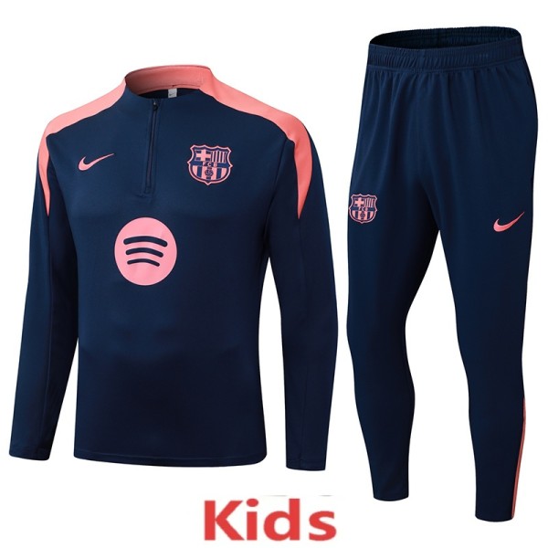 2025-26 Kids Barcelona royal blue Half Pull Training  suit