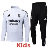 2025/26 Kids Real Madrid white Half Pull Training Suit