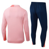 2025-26 Kids Barcelona pink Half Pull Tracksuit suit