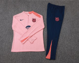 2025-26 Kids Barcelona pink Half Pull Tracksuit suit