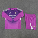 2025-26 Mens Real Madrid goalkeeper pink Long Sleeve Shorts Training Suit