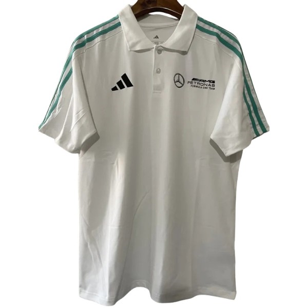 2025 F1 Mercedes White Polo Racing Suit (有领)