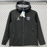2025-26 Mens PSG Black Outdoor hooded windbreaker