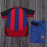 2003-2004 Mens Barcelona  Home Retro Kids Soccer Jersey