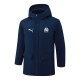 2025-26 Mens Marseille Royal Blue Hooded Windbreaker Fabric Cotton Coat