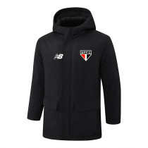 2025-26 Mens  Sao Paulo Black Hooded Windbreaker Fabric Cotton Coat
