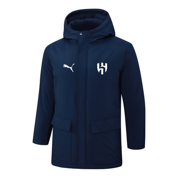 2025-26 Mens Al-Hilal Royal Blue Hooded Windbreaker Fabric Cotton Coat