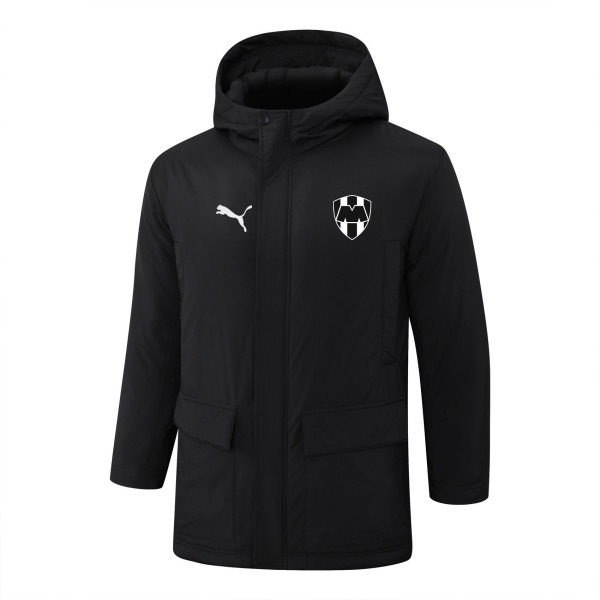 2025-26 Mens Monterrey  Black Hooded Windbreaker Fabric Cotton Coat