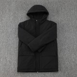 2025-26 Mens  Sao Paulo Black Hooded Windbreaker Fabric Cotton Coat