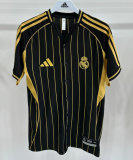 2025-26 Mens Real Madrid  black yellow Casual Edition Baseball Jersey