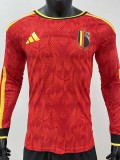 2026-27  Mens Belgium home red Player version long sleeve soccer Jersey