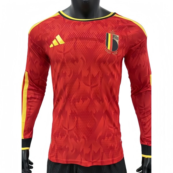2026-27  Mens Belgium home red Player version long sleeve soccer Jersey