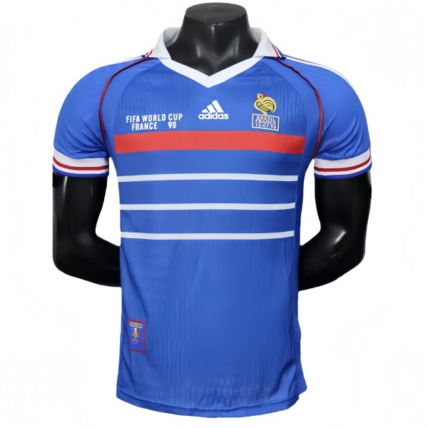 1998 Mens Retro France  home blue  Player version soccer Jersey