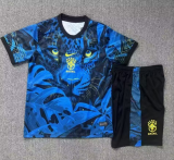 2025 Kids Brazil blue  pattern Soccer Jersey