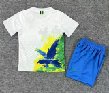 2025 Kids Brazil Special Edition white green Soccer Jersey
