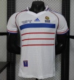 1998 Mens Retro France  away white  Player version soccer Jersey