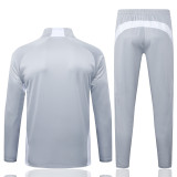 2025-26 Mens Real Madrid  Half-pull gray white Tracksuit suit   B25114#