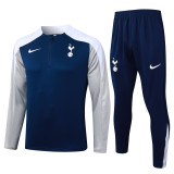 2025-26 Mens Tottenham Hotspur royal blue Half pull Tracksuit suit B25111#