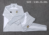 2025-26 Mens Real Madrid  Half-pull gray white Tracksuit suit   B25114#