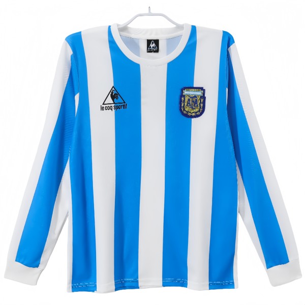 1986 Mens Argentina Retro  home long sleeve soccer Jersey