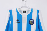 1986 Mens Argentina Retro  home long sleeve soccer Jersey