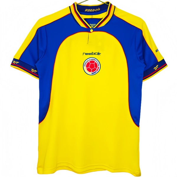 2001 Mens Colombia home yellow Retro soccer jersey
