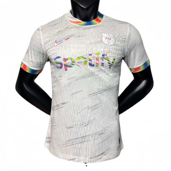 2025-26 Mens Barcelona White Colorful Special Edition  Player  soccer jersey